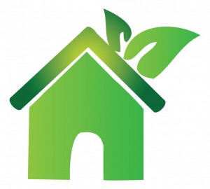 Grønt symbold for energivenligte og miljørigtigt hus